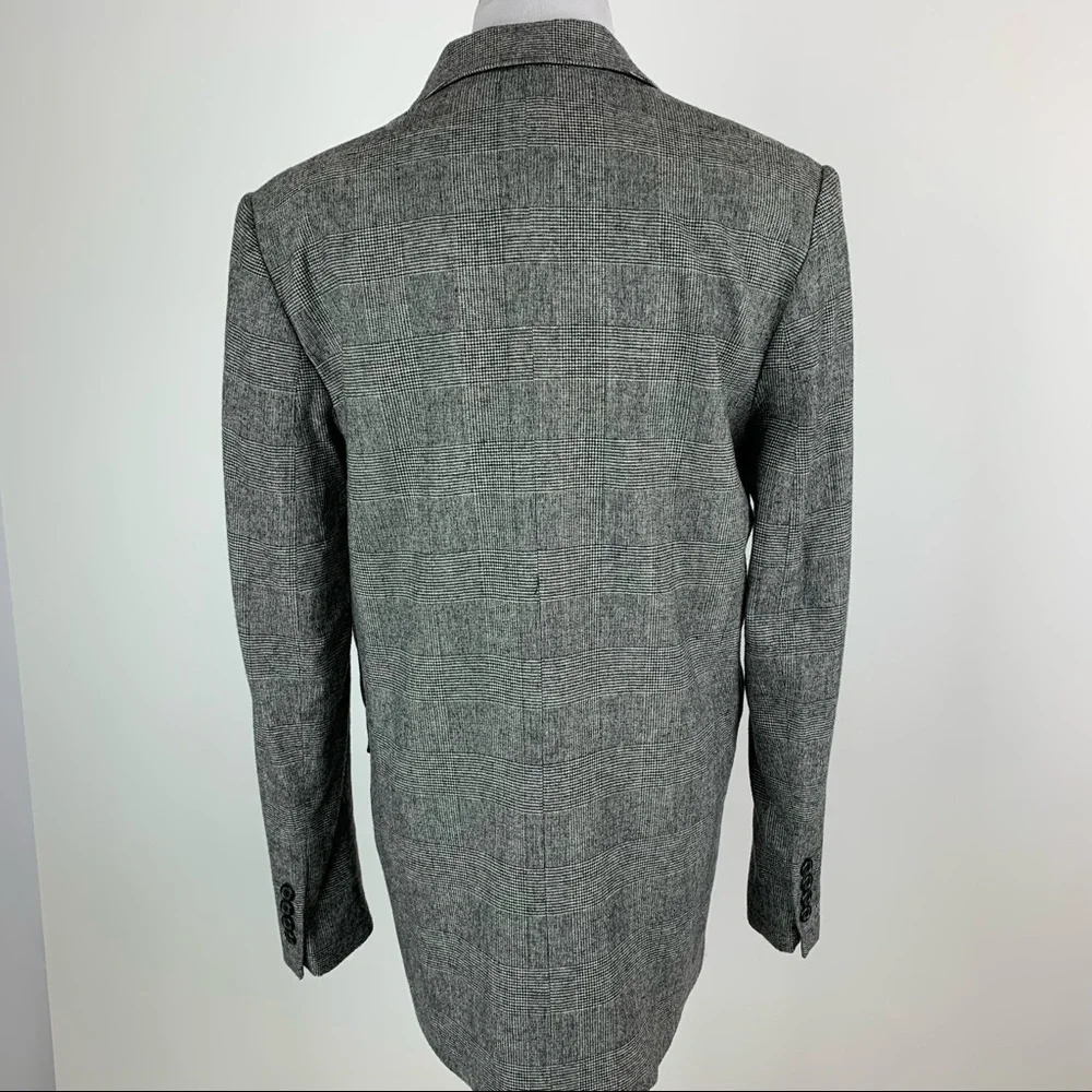 ZARA Black Plaid Double Breasted Blazer Medium - Picture 12 of 16